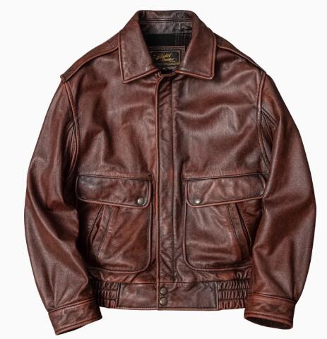 秋冬 新品  レトロ 本革 牛皮 アメカジ 航空上衣 ライダースジャケット 革ジャン Ｓ～5XL  赤銅色