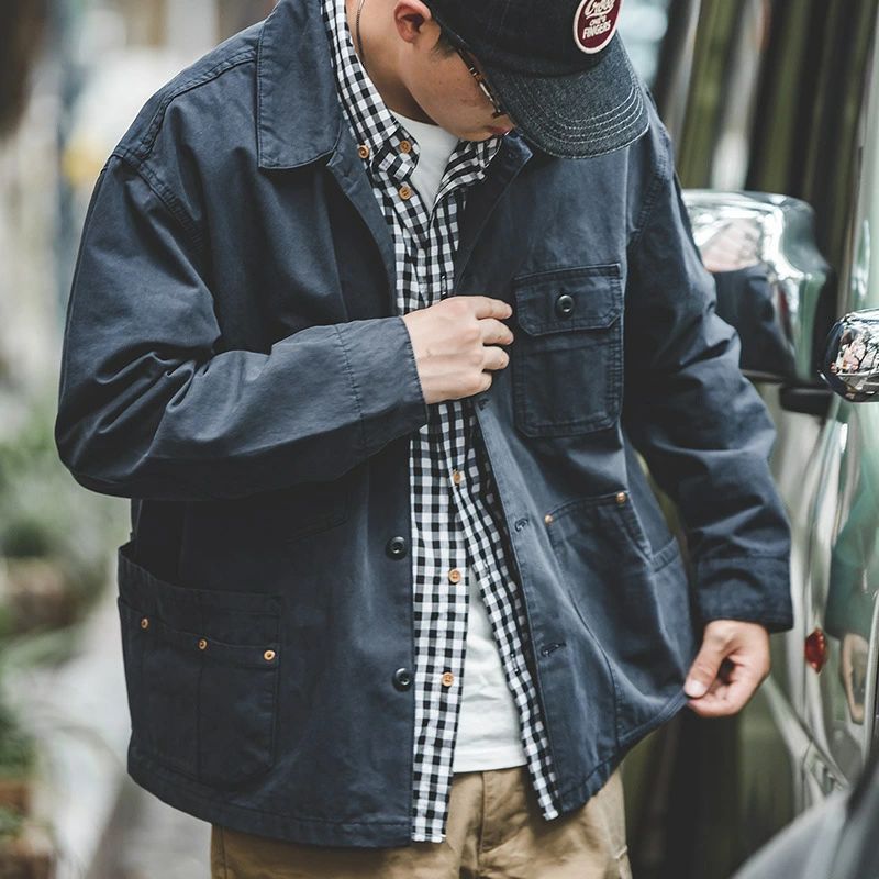 ヴィンテージ操作手順 Bleu De Traavail アメカジ トレロ メンズ上衣 厚地の外套 Ｍ～ＸＸＬ
