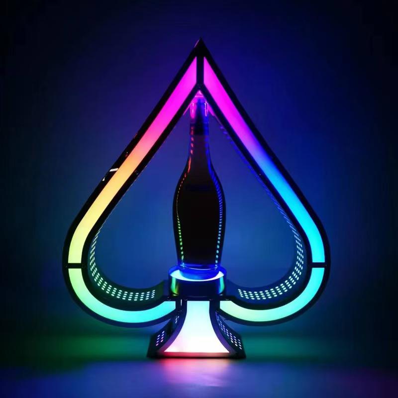 三鞭酒見せびらかす台 LED お酒見せびらかす 見せびらかす点火装置 発しる 室内装飾 七光 壜 カコイイ 佇まい 進行係り 店 飾りつけ 目あたらしい スペードA