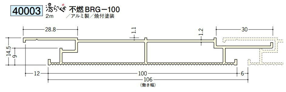 バスリブ 浴室壁･天井材 湯らっくす 壁･天井兼用 不燃 BRG-100 2ｍ ビニール製／焼付塗装 創建 40003-2 お届け先が法人様限定です