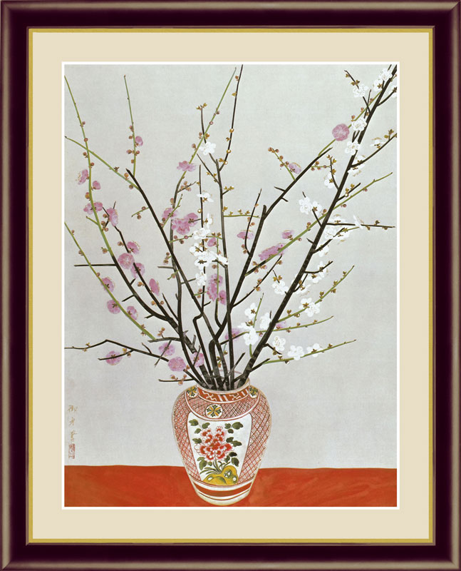 小泉淳作、【白梅図】、希少な額装用画集より、新品額装付、状態良好 小泉淳作、【白梅図】、希少な額装用画集より、新品額装付、状態