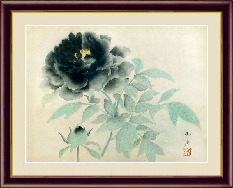白牡丹、日本画、額入り g4-bn083-f4.jpg