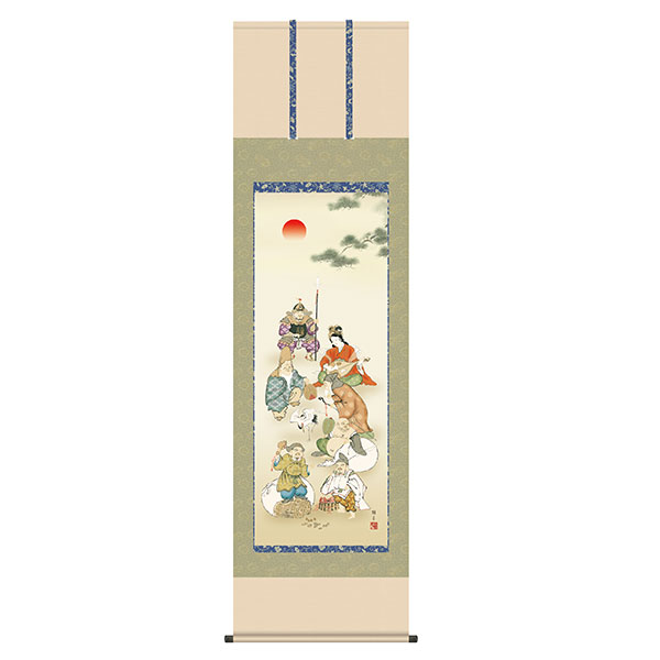 掛軸 床の間 七福神 七福神 鵜飼雄平 尺五 54.5&times;190 KZ2D1-029｜REROOM 33,000円