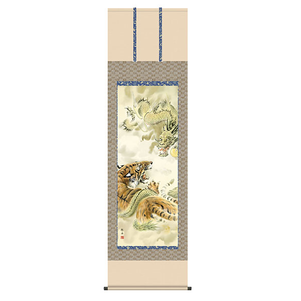 掛軸 床の間 龍虎 龍虎 濱田嵐雪 尺五 54.5&times;190 KZ2D3-066｜REROOM 33,000円