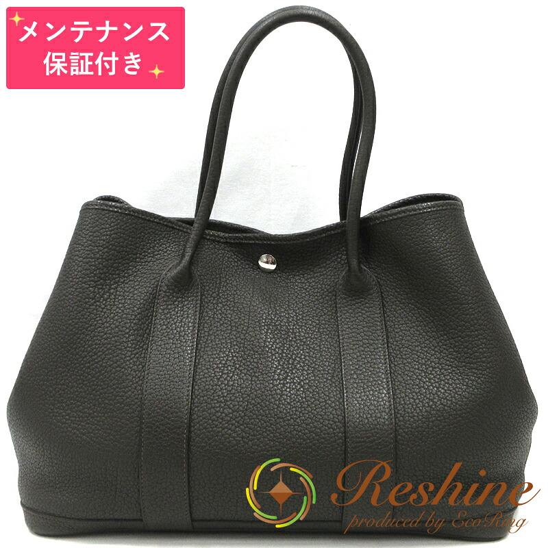 【中古】【検査と修理引き受ける付】HERMES／エルメス 苑地寄りあいPM ネゴンダ 黒茶 トートバッグ