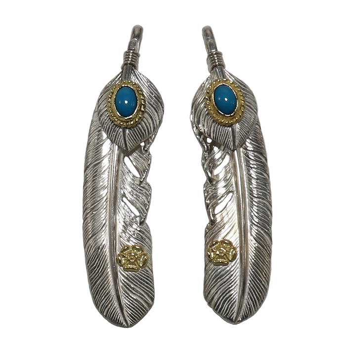 楽天市場】TADY&KING特大ハートSVフェザー金縄ターコイズK18ロング