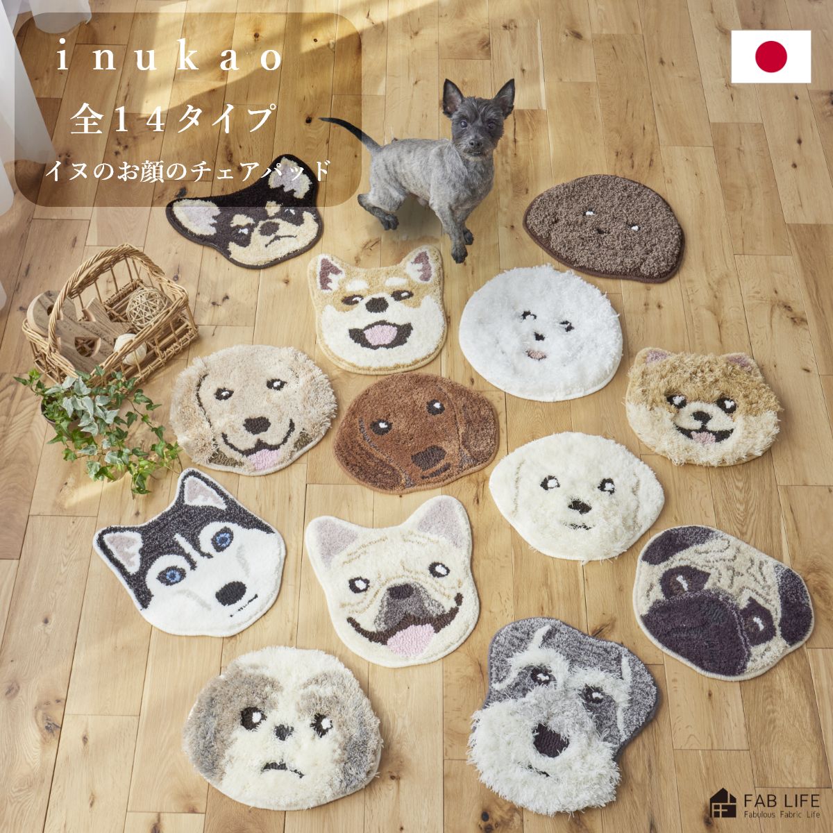 【 イヌカオ 】 いぬ チェアマット 犬 チェアパッド ドッグ マット セット イヌかお いぬかお かわいい おしゃれ イヌ 好き プレゼント いぬかお スミノエ 日本製 国産 北欧 洗える 防ダニ 滑り止め 床暖房対応 秋 冬 新生活 母の日 父の日 送料無料