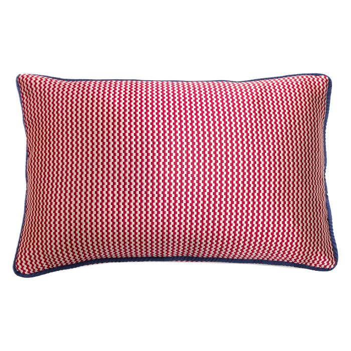 CUSHION0020 BASS MINI/バス ミニ クッション クッションカバー 25&times;40cm 小さめ 輸入ファブリック アメリカ 赤 レッド ストライプ 光沢 パイピング おしゃれ 上質 高級 Resource Decor リソースデコール｜Resource Decor 店
