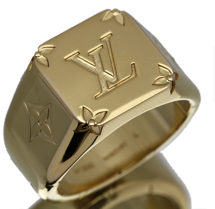 お歳暮 美品 ルイヴィトン モノグラム シグネットリング ゴールド M 指輪 メンズ Lサイズ 21号 中古 14 気質アップ Himilonetwork Com