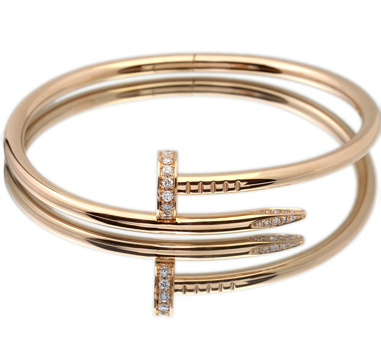 【楽天市場】美品 カルティエ Cartier 新型 ジュストアンクル ダイヤモンド ブレスレット PG750 表記16 アフターダイヤ 磨き ...