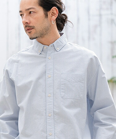 Goldwin ストライプ シャツ Goldwin/STRIPED OVERSIZED SHIRT (SAXE STRIPE)
