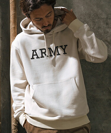 【wjk reluxe】leather ARMY logo sweat pull parka パーカー(WR-242-1-010)｜CAMBIO 13,860円