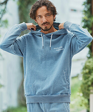 【1minute 1second(ワンミニットワンセカンド)】heavy weight knit denim parka with print パーカー(1M24A070)｜CAMBIO