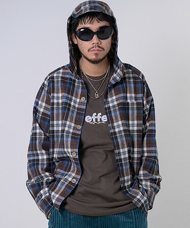 【EFFECTEN(エフェクテン)】Soft Shaggy Check Shirts Hoodie シャツフーディー(efxf-18)｜CAMBIO