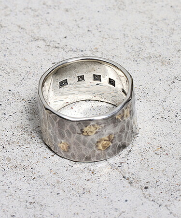 【VIVIFY(ビビファイ)】【予約販売ご注文から1ヶ月後出荷】 Back Hallmarks Ring- Hammered finish -12mm w-gold ハンマードリング(VFR-183)|CAMBIO
