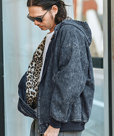 【CAMBIO(カンビオ)】Chemical Wash Denim Hooded Blouson デニムブルゾン(MIU-251-008)|CAMBIO