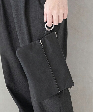【SENTI(センティ)】【予約販売ご注文より1ヶ月後出荷】Dyneema(R) Leather W ZIP POUCH LL 超軽量ダイニーマレザーダブルジップポーチLL(3034)｜CAMBIO