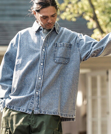 【CAMBIO(カンビオ)】10ozデニムブリーチシャツ｜CAMBIO