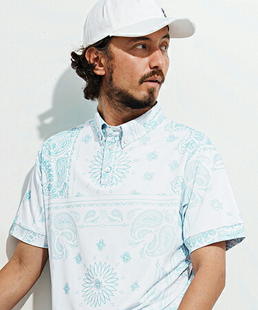【1minute 1second(ワンミニットワンセカンド)】bandana pattern polo shirt ポロシャツ(1M25N090)|CAMBIO