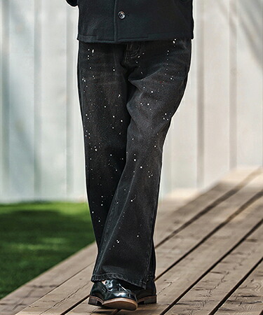 【CAMBIO(カンビオ)】 Paint Splash Denim Wide Straight Pants ワイドストレートデニムパンツ(A50925cmb)｜CAMBIO 7,007円