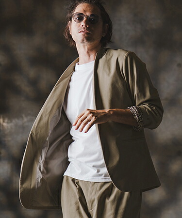 【GLIMCLAP(グリムクラップ)】Minimal Jacket-stretch chino cloth- ノーカラージャケット(19-001-gla-cf)｜CAMBIO 10,534円