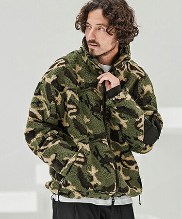 【CAMBIO(カンビオ)】Camouflage Sheep Like Boa Jacket ボアジャケット(MIU-252-028)｜CAMBIO