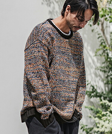 【CAMBIO(カンビオ)】Mix Yarn Crew Neck Knit Pullover クルーネックニット(PF-252-022)|CAMBIO