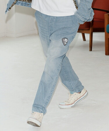 【No Rain No Rainbow(ノーレインノーレインボー)】tapered denim pants with pick patch デニムパンツ(NR25W-05)｜CAMBIO