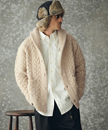 【THEOREM(セオレム)】 Loop Yarn Cable Knit Shawl Cardigan ショールカーディガン(TRM25-T046A)｜CAMBIO