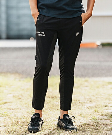 【一部サイズカラー予約販売6月下旬～7月上旬入荷】【1minute 1second(ワンミニットワンセカンド)】cursive embroidery nylon jersey pants イージーパンツ(1M26H030)