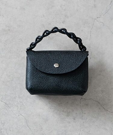 【SENTI(センティ)】【予約販売2月上旬～中旬入荷】SHRINK LEATHER CHAIN HANDLE POUCH - シュリンクレザー チェーンハンドルポーチ(3043)｜CAMBIO