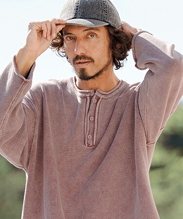 【CAMBIO(カンビオ)】 Pigment Dyed Henley Neck Knit Pullover ヘンリーネックニット(PF-261-006)｜CAMBIO
