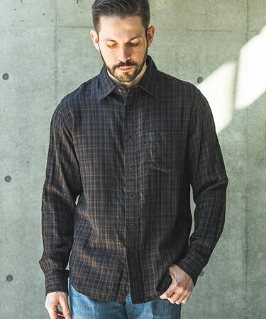 【MROLIVE(ミスターオリーブ)】DOUBLE GAUZE MADRAS CHECK -REGULAR COLLAR SHIRT レギュラーカラーシャツ(M261114)｜CAMBIO
