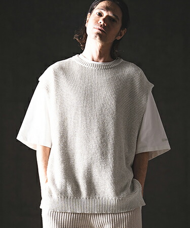 【GLIMCLAP(グリムクラップ)】Soft Gauge Knit Vest ニットベスト(201-012-gls-cg)｜CAMBIO