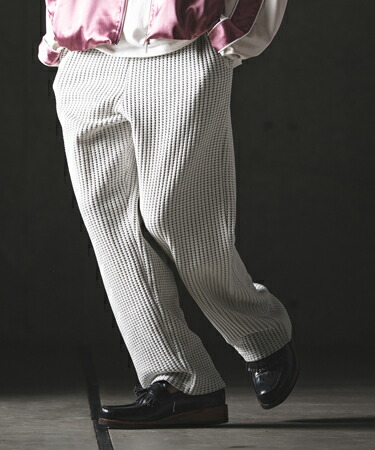 【予約販売サイズ・カラーにより納期異なる】【GLIMCLAP(グリムクラップ)】Big Waffle Wide Straight Pants ワイドストレートパンツ(201-020-gls-cg)