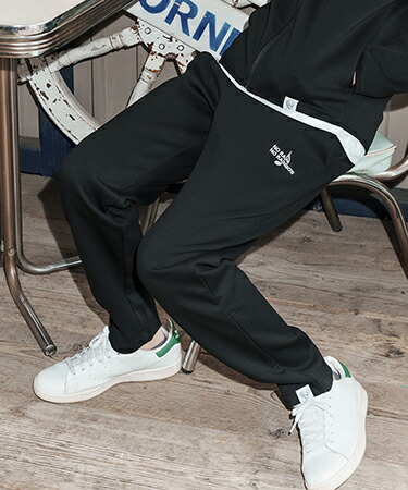 【No Rain No Rainbow(ノーレインノーレインボー)】【予約販売5月上旬～中旬入荷】cardboard knit pants with two-tone embroidery イージーパンツ(NR26S-10)