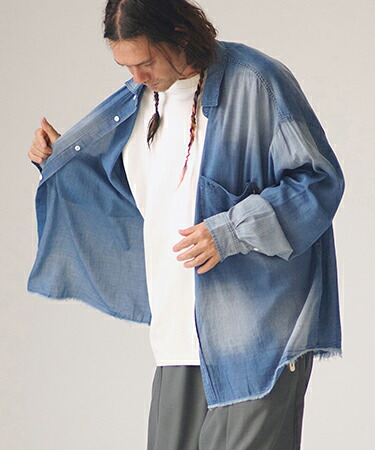【ADAM PATEK(アダムパテック)】aging sheer denim shirt デニムシャツ(AP2615008)｜CAMBIO 12,848円