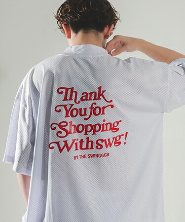 【THE SWINGGGR(ザ・スウィンガー)】【予約販売5月上旬～中旬入荷】 THANKS MESH MOCK TEE モックネックTシャツ(0126-SWG-CT002)