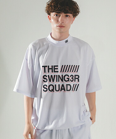 【THE SWINGGGR(ザ・スウィンガー)】【予約販売5月上旬～中旬入荷】 SQUAD MESH MOCK TEE モックネックTシャツ(0126-SWG-CT003)