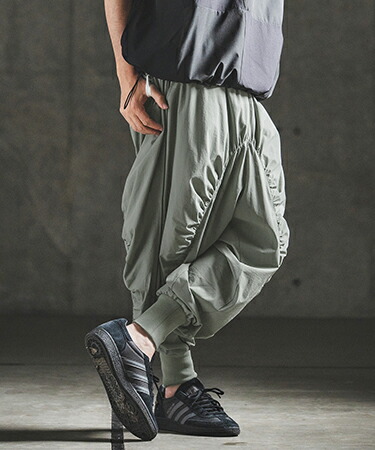 【GLIMCLAP(グリムクラップ)】【予約販売5月下旬～6月上旬入荷】 Stretch Nylon Ripstop Shirring & Piping Sarouel Pants サルエルパンツ(202-054-gls-cg)
