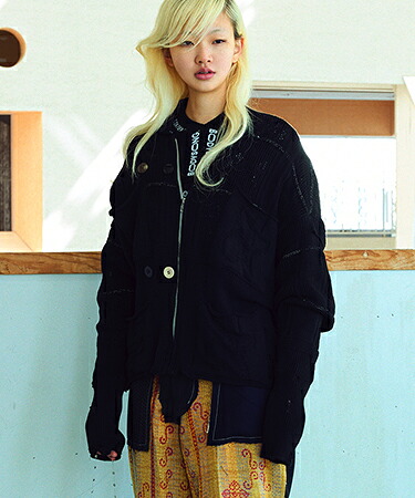 【BODYSONG.(ボディソング)】【予約販売10月下旬～11月上旬入荷】SHINING LACE 「PUZZLE-UP」 ZIP KNIT ジップアップニット(BS269303)