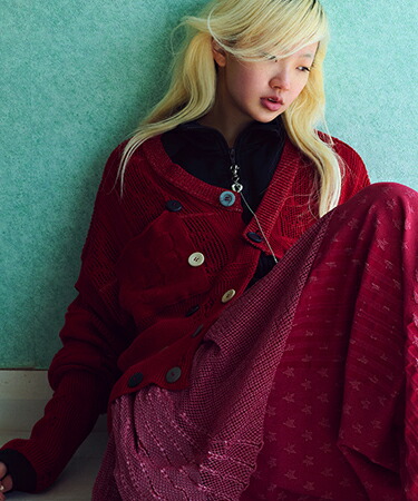 【BODYSONG.(ボディソング)】【予約販売10月下旬～11月上旬入荷】FLORAL REFLECTOR CHOOSE YOUR SIZE KNIT ニットカーディガン(BS269304)
