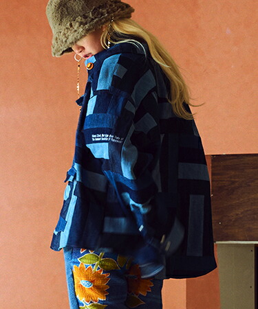 【BODYSONG.(ボディソング)】【予約販売10月下旬～11月上旬入荷】「MAP OF INDIGO」 CRAFTED PATCHWORK JKT デニムシャツジャケット(BS269211)