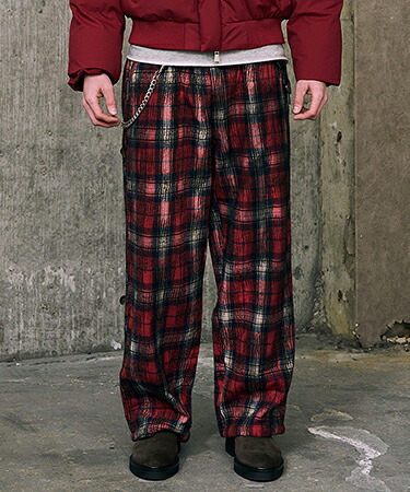 【A Good Bad Influence(ア グッド バッド インフルエンス)】【予約販売10月上旬～中旬入荷】INNER NOISE WOOL CHECKER PANTS イージーパンツ(AGBI-26AW-PT01)