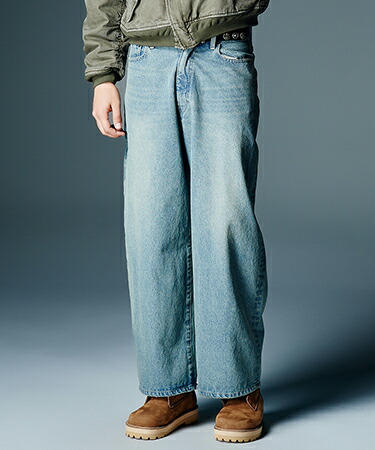 【glamb(グラム)】【予約販売8月下旬～9月上旬入荷】Leather Combination Wide Denim レザーコンビネーションワイドデニムパンツ(GB0326-P08)｜CAMBIO