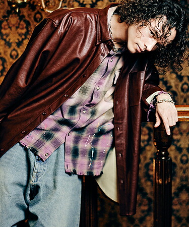 【glamb(グラム)】【予約販売8月下旬～9月上旬入荷】Synth Leather Button Down Shirt シンセレザーボタンダウンシャツ(GB0326-SH06)｜CAMBIO