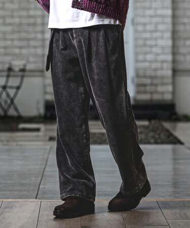 【CAMBIO(カンビオ)】【予約販売10月末～11月上旬入荷】 Chemical Wash Corduroy Belted Pants ワイドパンツ(MIU-262-010)｜CAMBIO