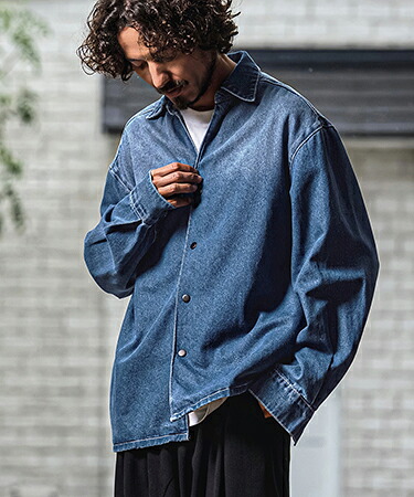 【CAMBIO(カンビオ)】【予約販売サイズ・カラーにより納期異なる】Vintage Wash Denim Skipper Shirt デニムスキッパーシャツ(A73226cmb)｜CAMBIO