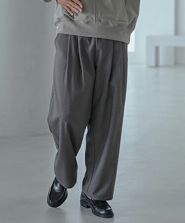【Magine(マージン)】【予約販売9月上旬~中旬入荷】Pique Jersey Two-Tuck Wide Straight Easy Pants ワイドストレートイージーパンツ(MGN-263-030)|CAMBIO