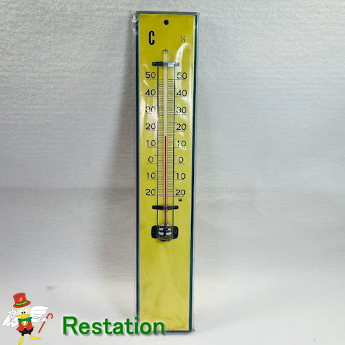 楽天市場】板付温度計 -30℃～50℃_温度計 レトロ 黄色 板付き温度計